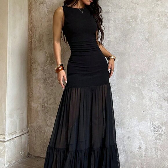 Dresses & Skirts - Black Elegant Women's Asymmetric Knit Zip Party Dress